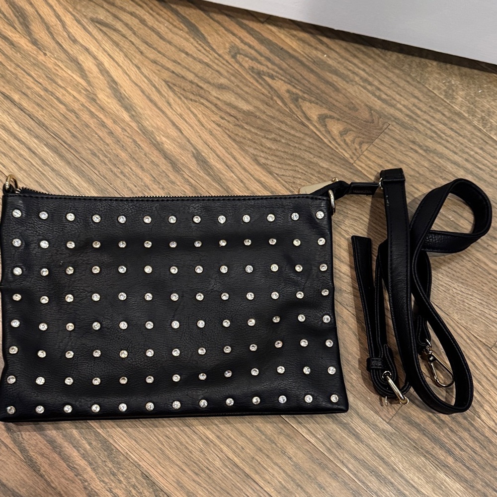 Charming Charlie Black Studded Clutch